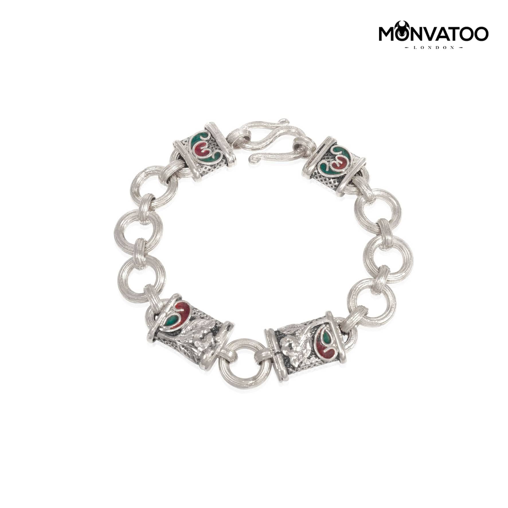 Rhodium Forget-Me-Not Padlock Chain Bracelet by MONVATOO London